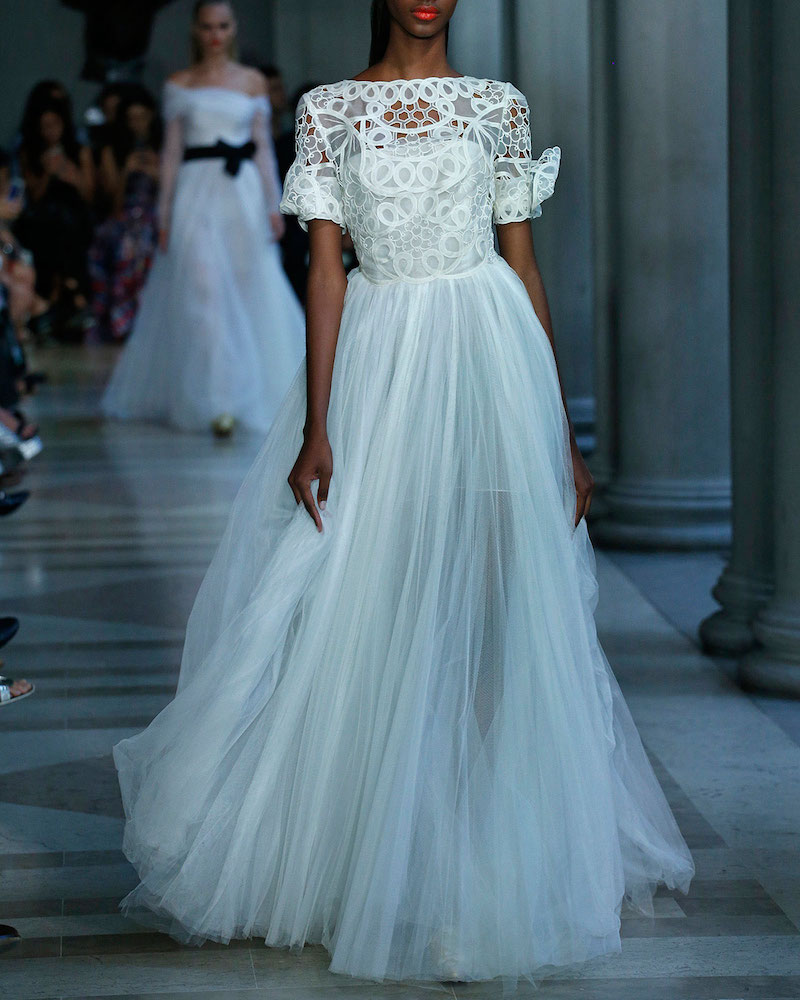 Carolina Herrera Soutache-Embroidered Tulle A-Line Gown