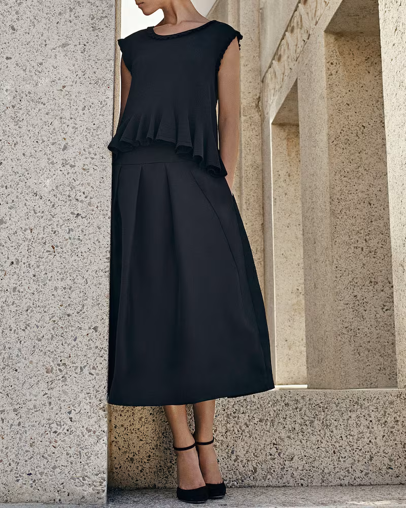 Co. Sleeveless Flounce-Hem Sweater