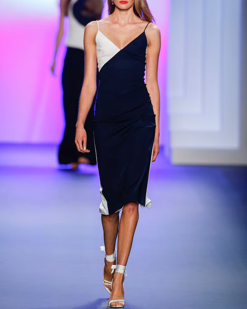 Cushnie Et Ochs Colorblock Sleeveless V-Neck Dress