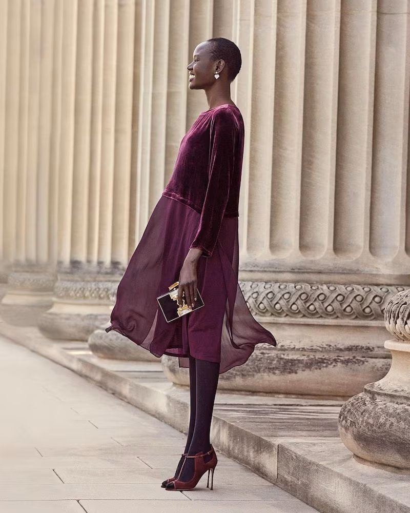 Eileen Fisher Washable Velvet Long-Sleeve Duster Dress