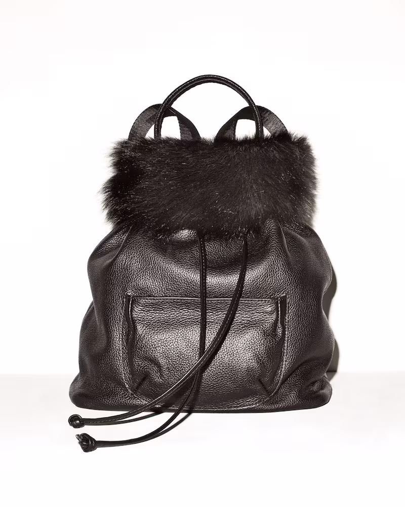 Elizabeth and James Langley Fur-Flap Leather Backpack