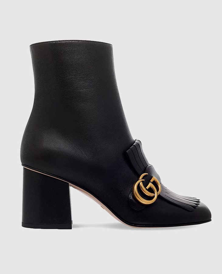 Gucci Marmont Leather Ankle Boots