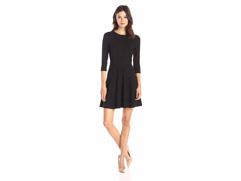 Lark & Ro 3/4 Sleeve Knit Fit-and-Flare Dress