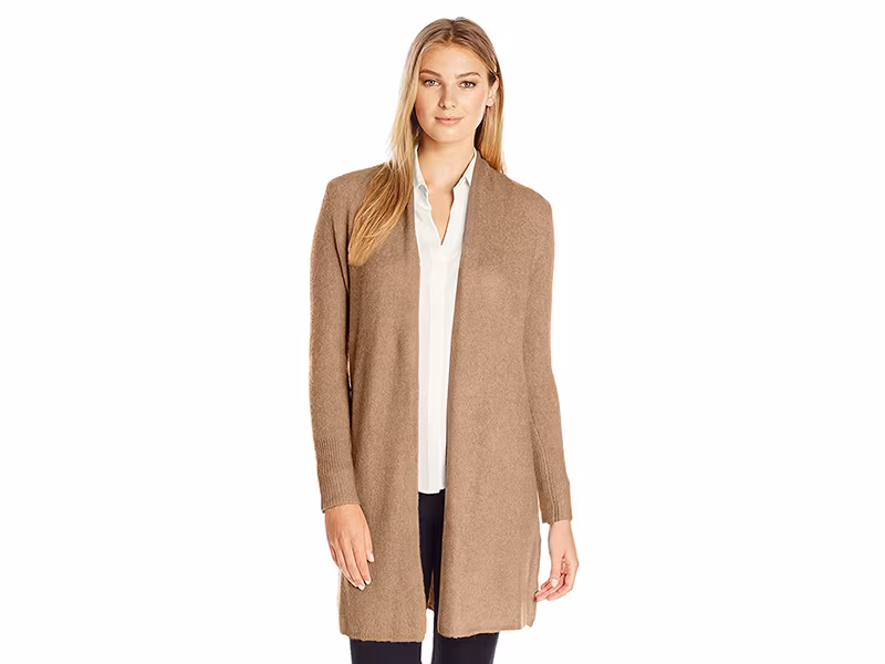 Lark & Ro Long Open-Front Cardigan
