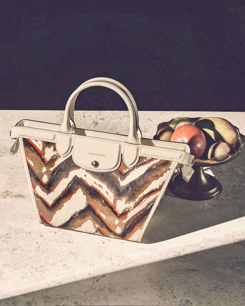 Longchamp Le Pliage Heritage Luxe Calf-Hair Satchel Bag