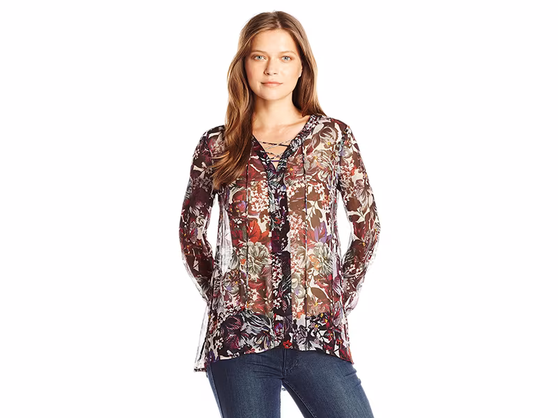 Lucky Brand Plus Size Floral Peasant Top