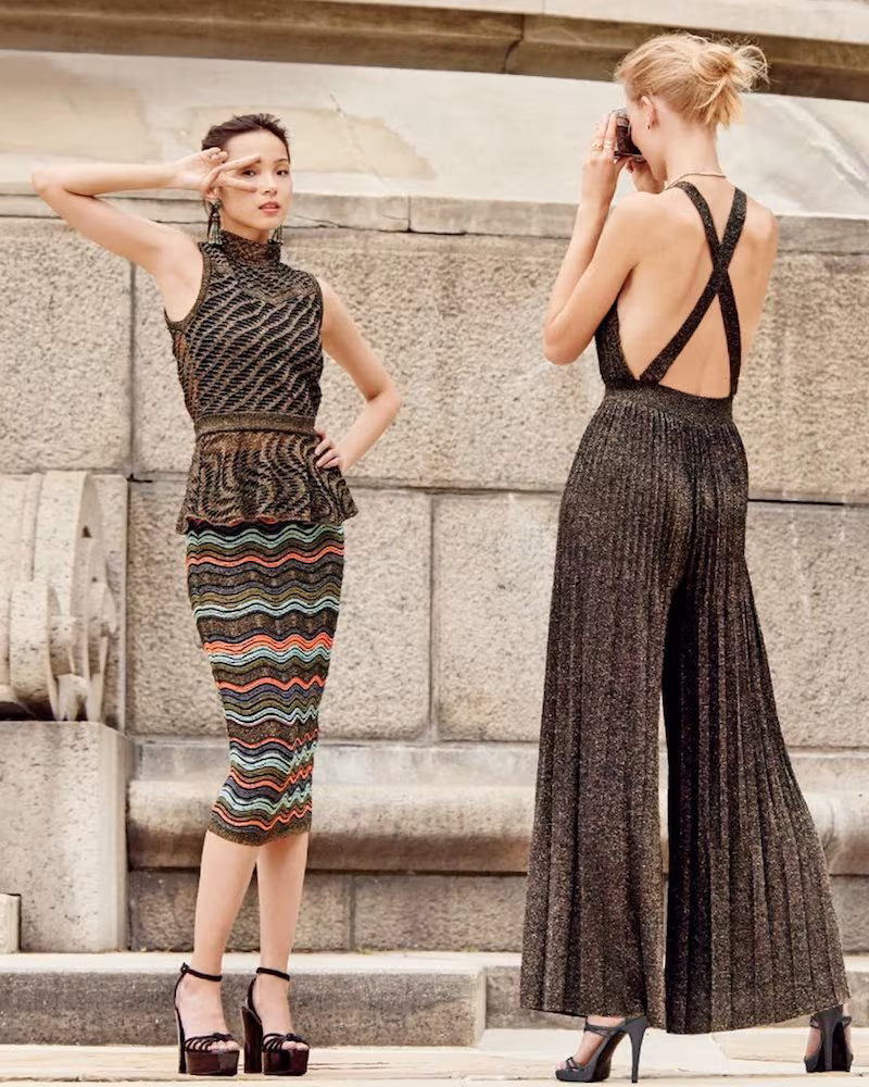 M Missoni Lurex Plisse Crisscross-Back Wide-Leg Jumpsuit