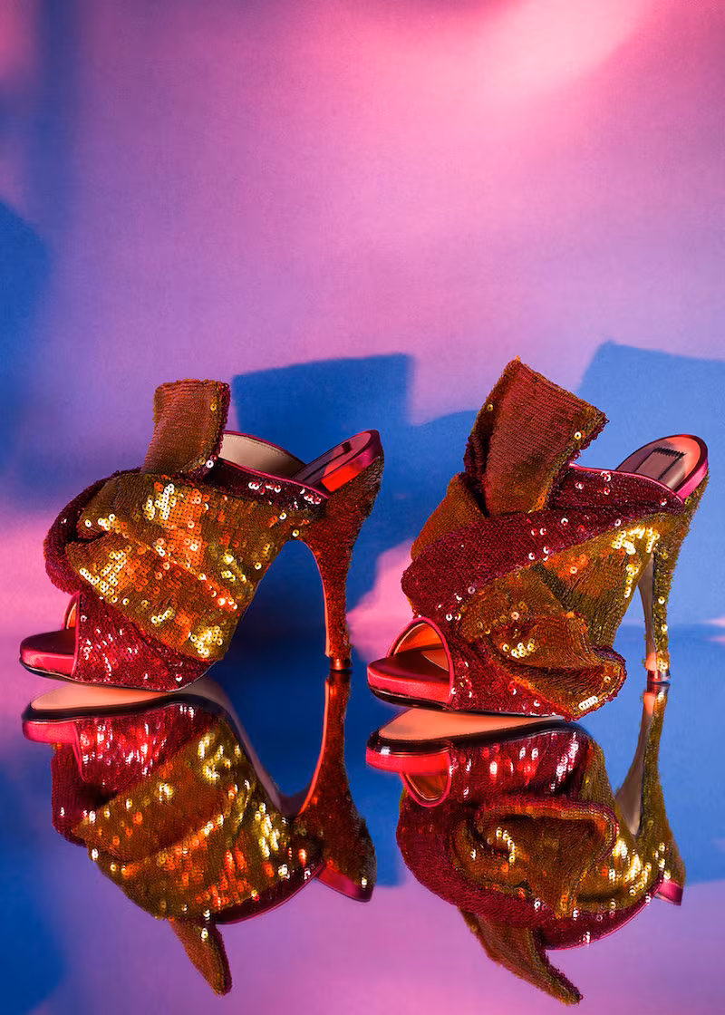 N°21 Sequin Embellished Bow Mules