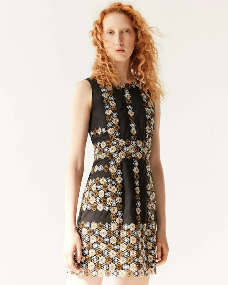 R/R Studio by Robert Rodriguez Guipure-Lace-Inset Shift Dress