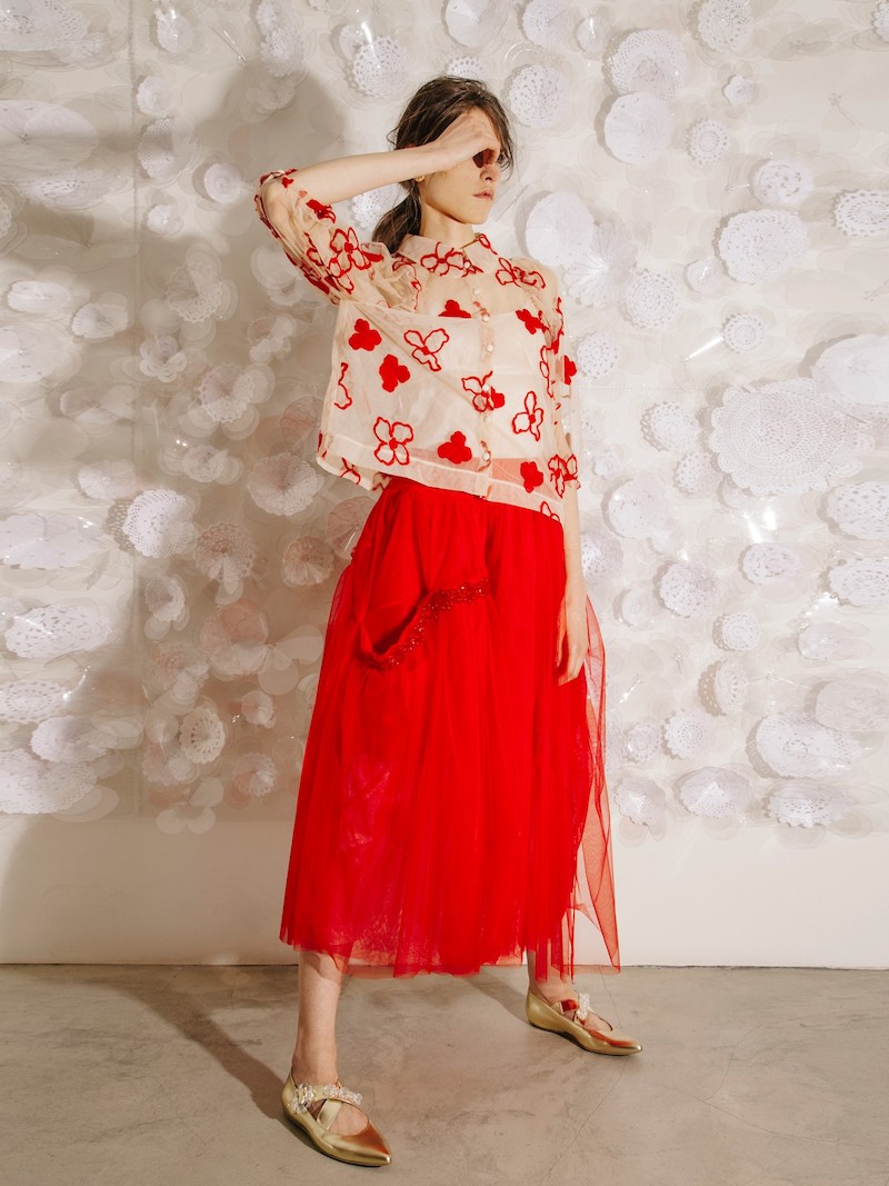 Simone Rocha Bead-Embellished Tulle Skirt