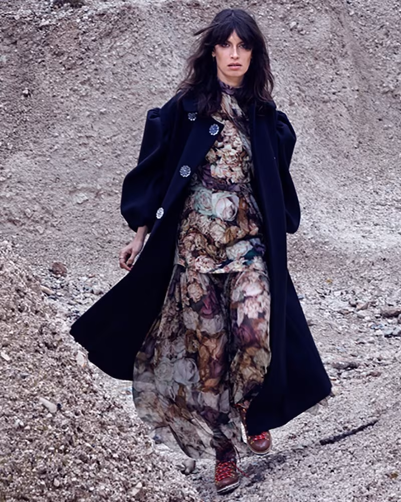 Simone Rocha Oversized Flower-Button Double-Breasted Coat