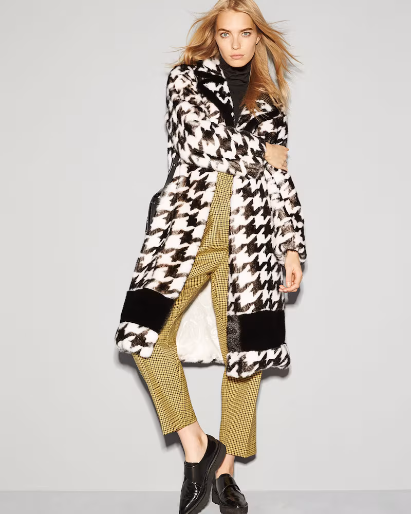Simonetta Ravizza Houndstooth-Print Mink Coat