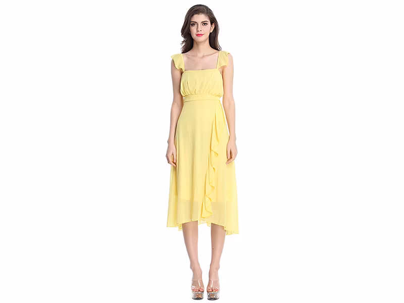 Sue&Joe Party Dress Ruffles Empire Waist Flowy Summer Bridesmaids Dress