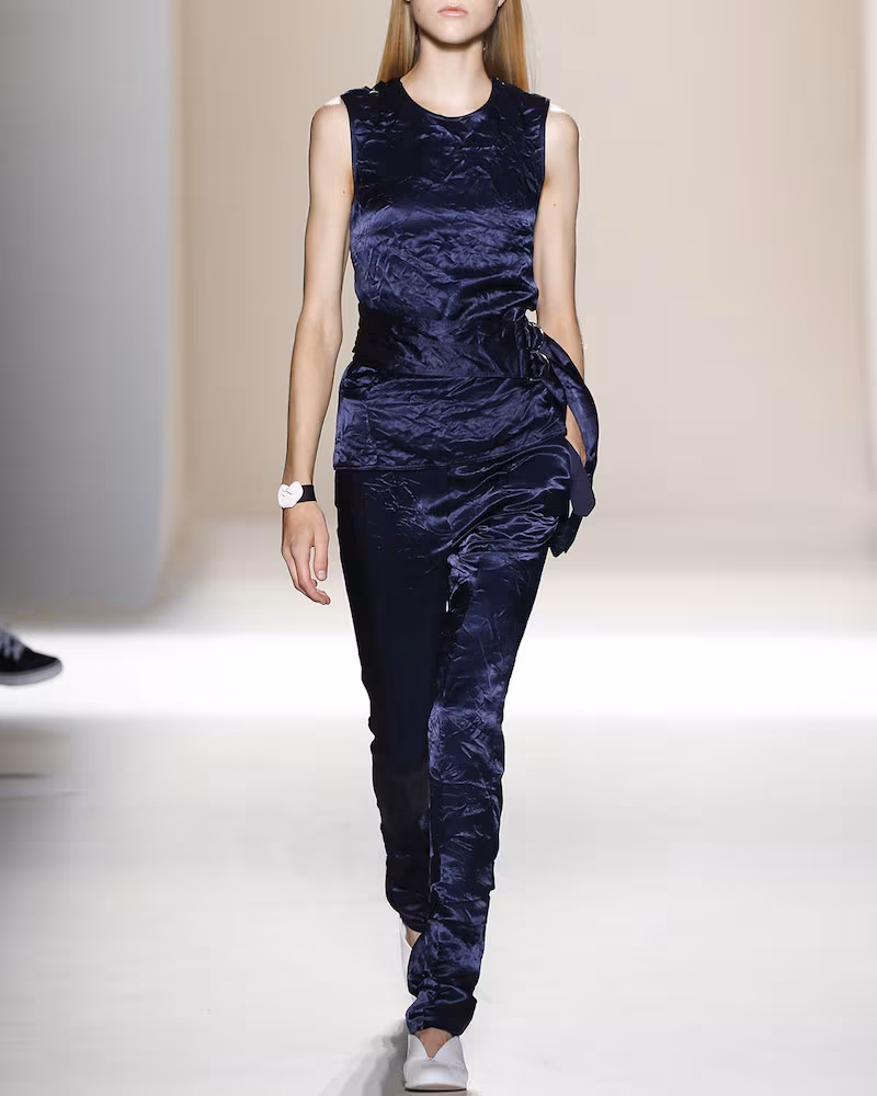 Victoria Beckham Belted Backless Sleeveless Velvet Top
