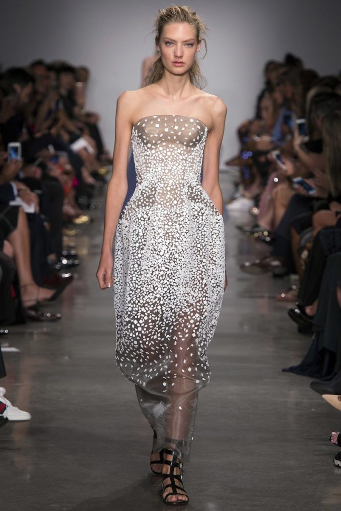 Zac Posen Strapless Sequined Illusion Gown