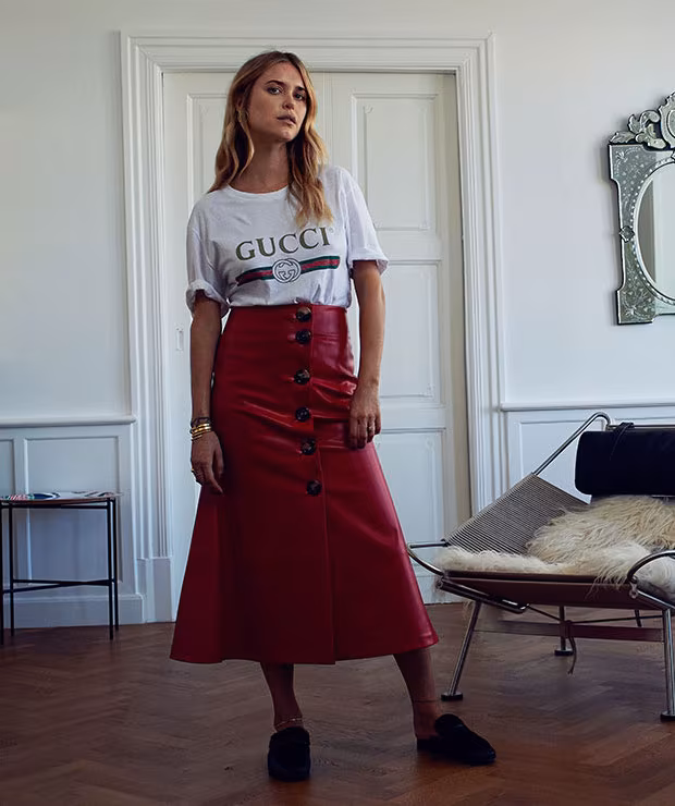 A.W.A.K.E. Superfish Faux-Leather Midi Skirt
