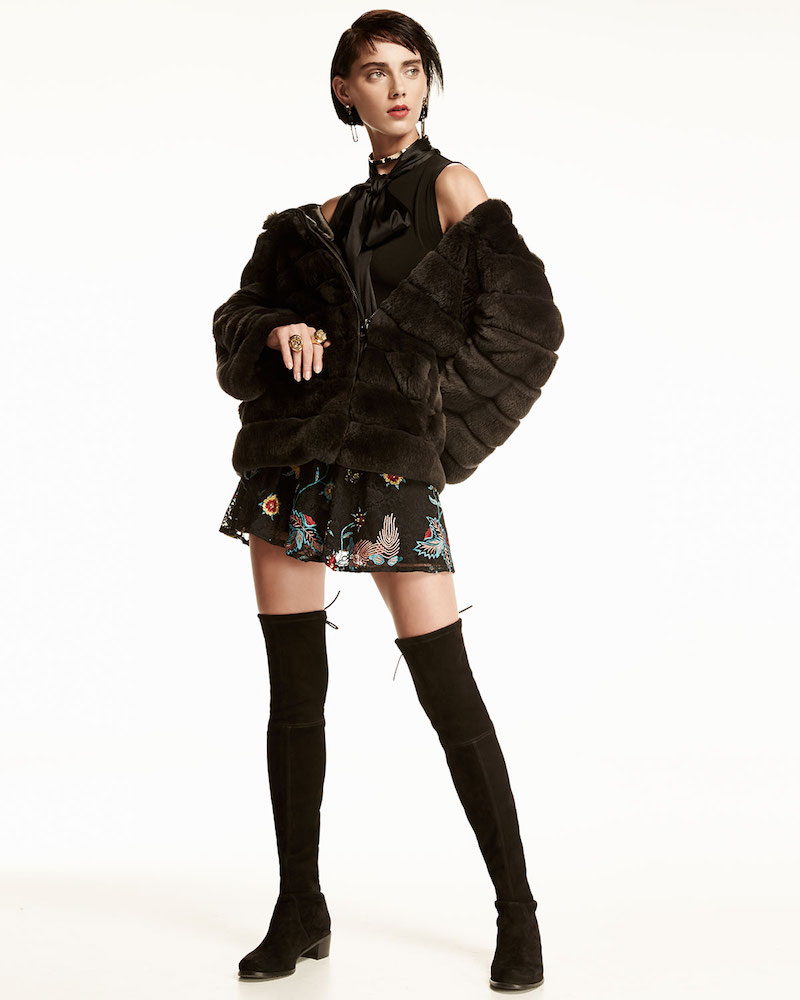 Belle Fare Banded Asymmetric Fur Coat