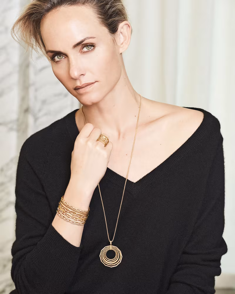 David Yurman Stax 18k Gold Pendant Necklace with Diamonds