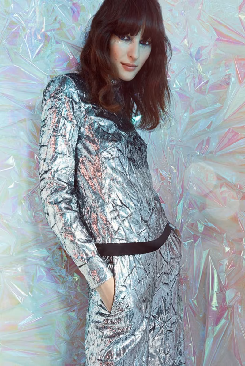Delpozo Funnel neck metallic top-