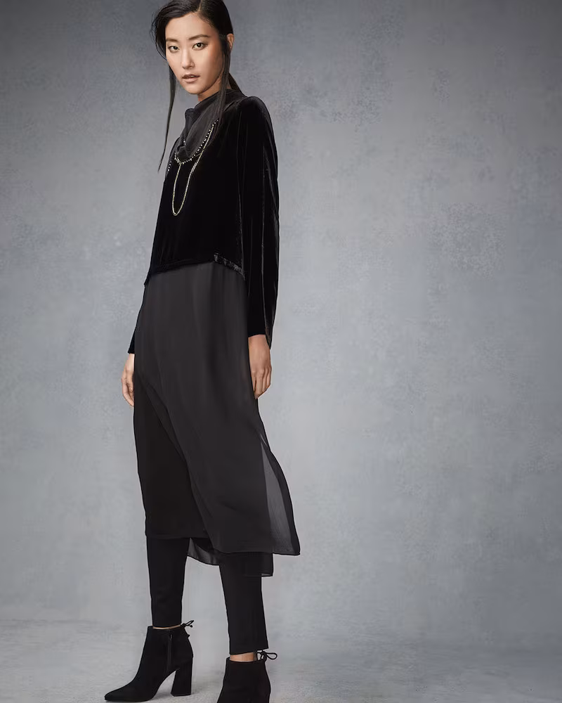 Eileen Fisher Washable Velvet Long-Sleeve Duster Dress