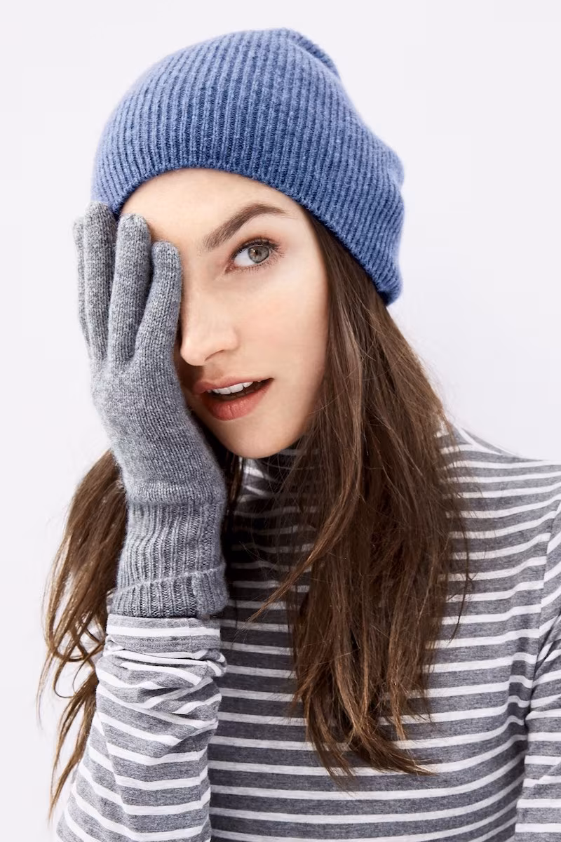 Halogen Rib Knit Cashmere Gloves