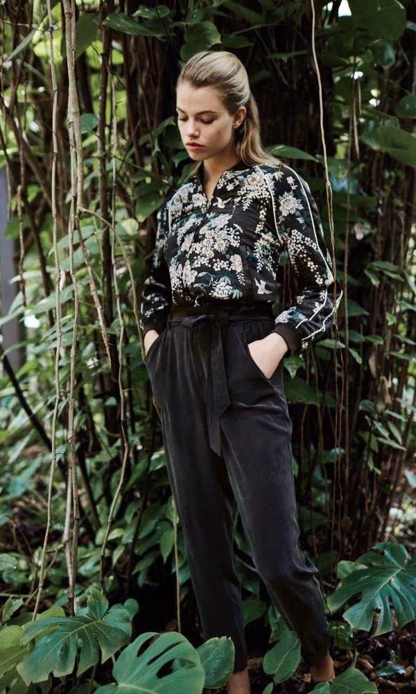Joie Mace Silk Floral-Print Bomber Jacket