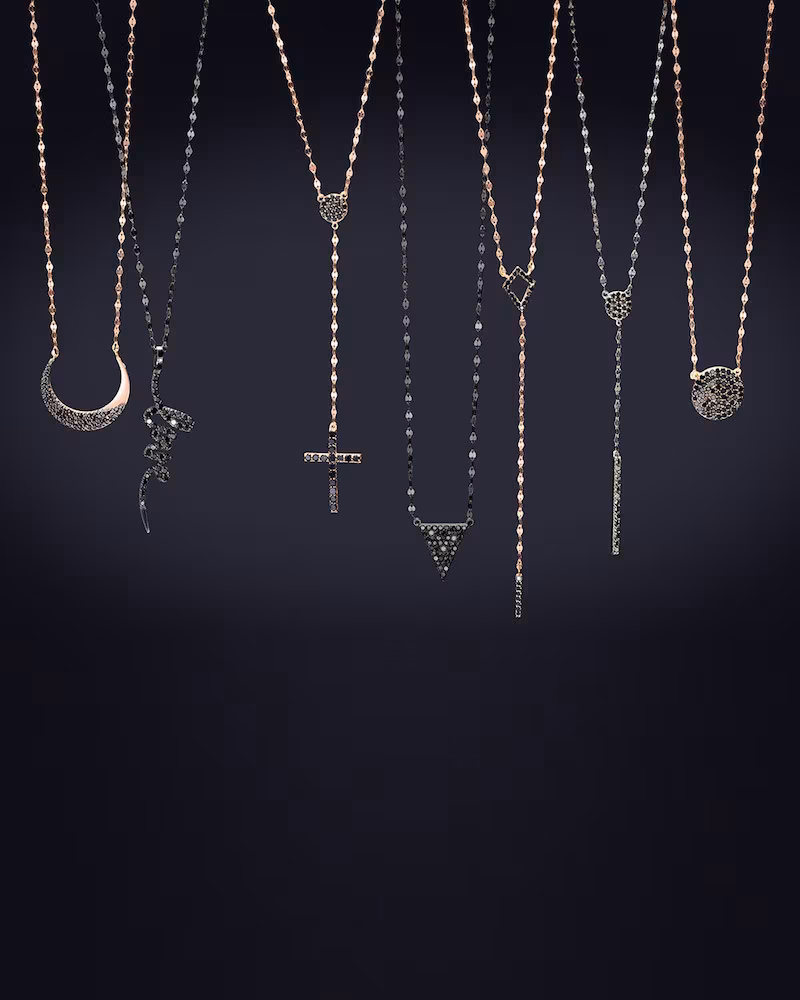 Lana Reckless Triangle Necklace in Black Gold