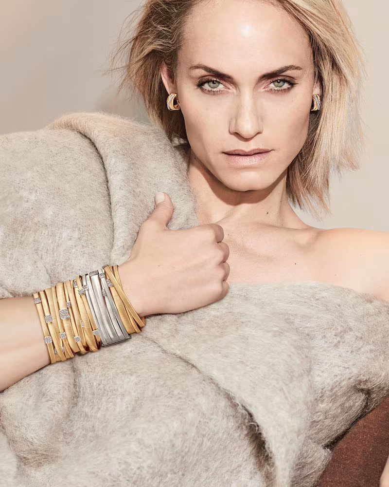 Marco Bicego Masai 18K Yellow Gold Three-Strand Bracelet with Diamond Stations