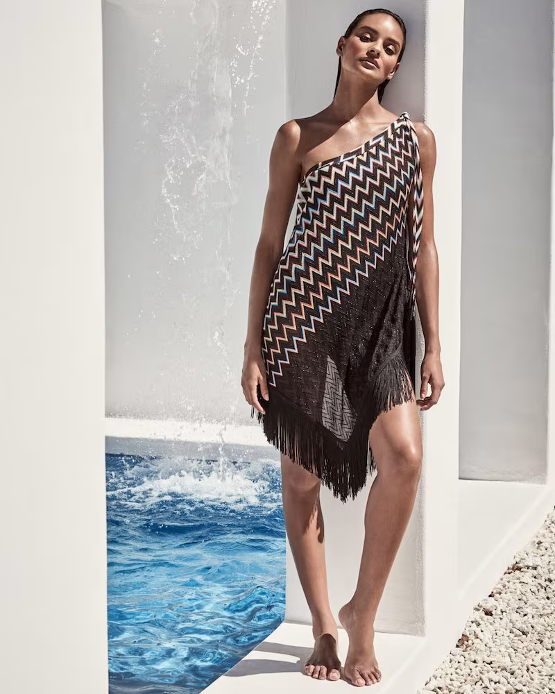 Missoni Mare Chevron Fringe-Hem Poncho Coverup