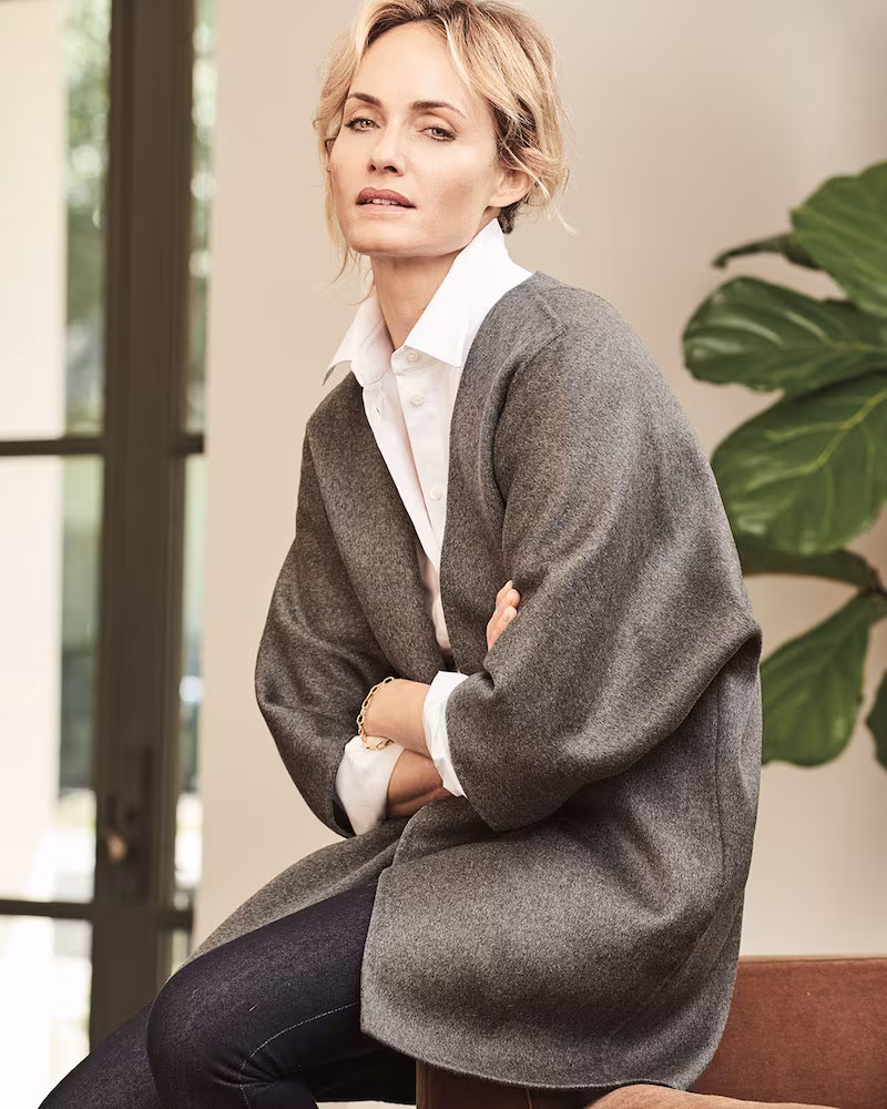 Neiman Marcus Cashmere Collection Double-Faced Cashmere Cocoon Coat