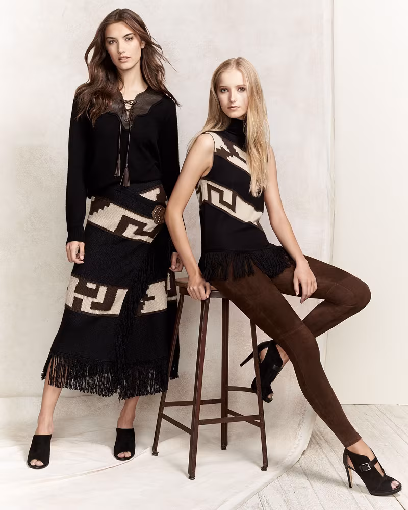 Ralph Lauren Collection Intarsia Blanket Maxi Skirt