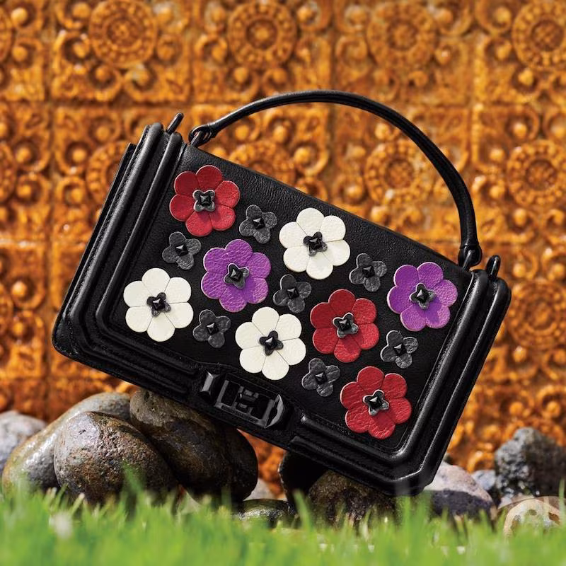 Rebecca Minkoff Love Floral-Appliqué Leather Crossbody Bag