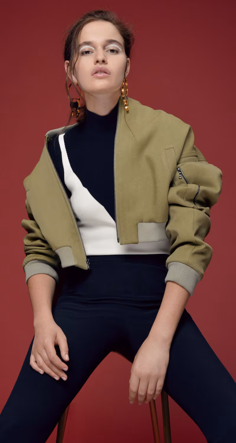 Rosie Assoulin Cropped Bomber Jacket