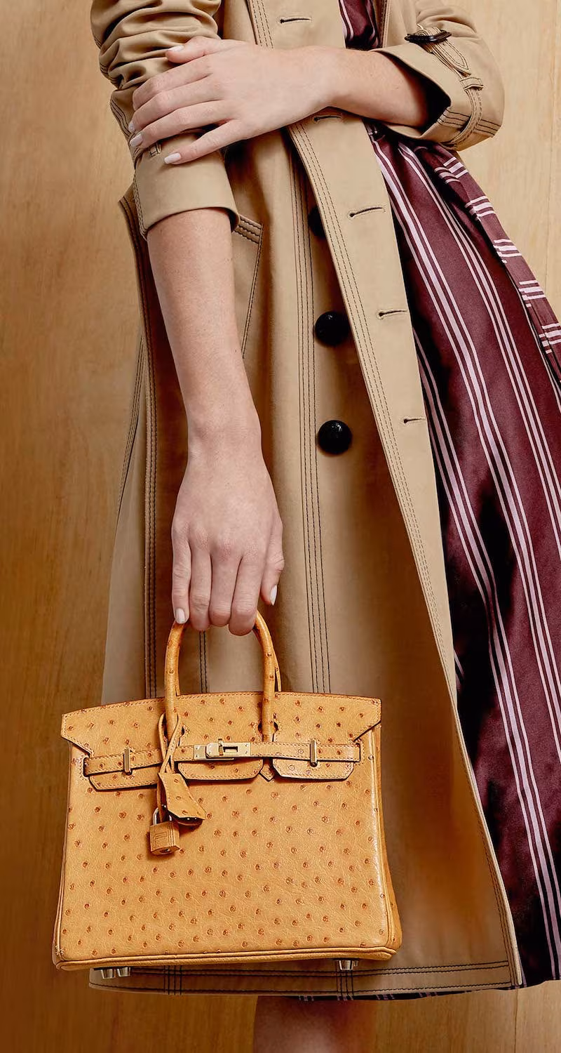 Vintage Hermès 25cm Sable Ostrich Birkin
