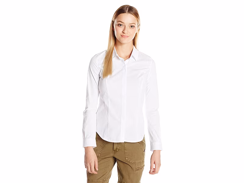 XOXO Long Sleeve Poplin Butotn up Blouse