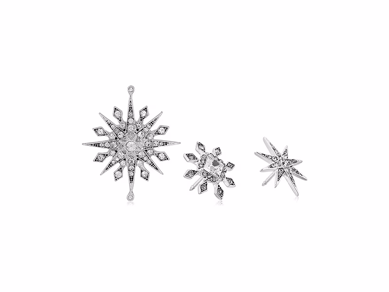 Anne Klein Holiday Boxed Silver-Tone Crystal Scatter Trio Pin
