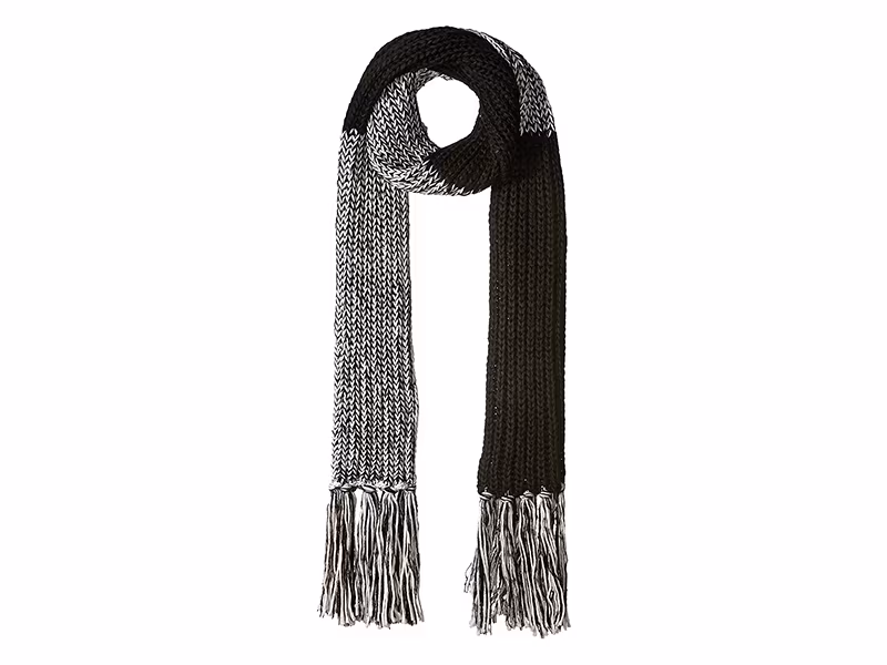 Bickley & Mitchell Extra Long Color Blocked Knit Fringe Scarf