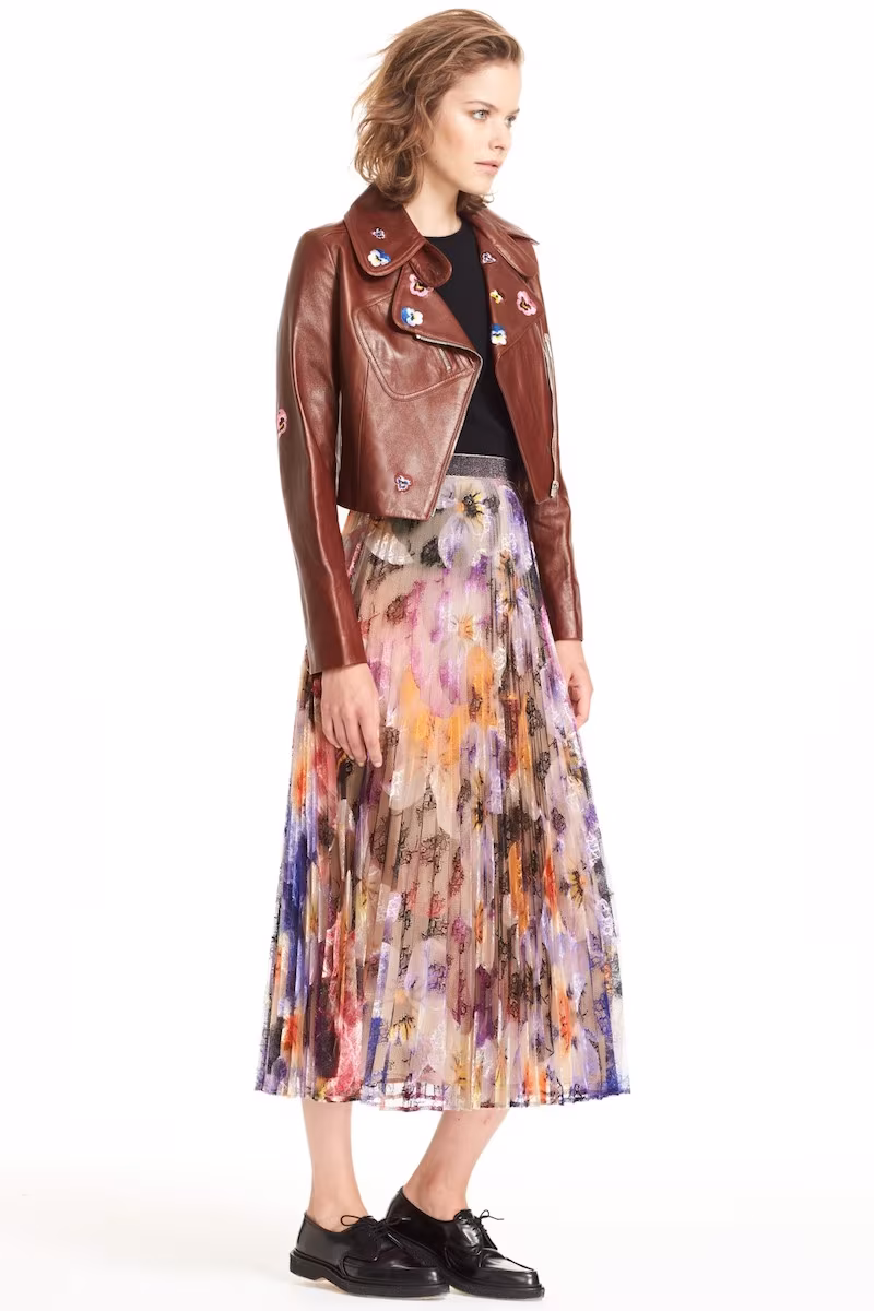 Christopher Kane Embroidered Crop Leather Jacaket