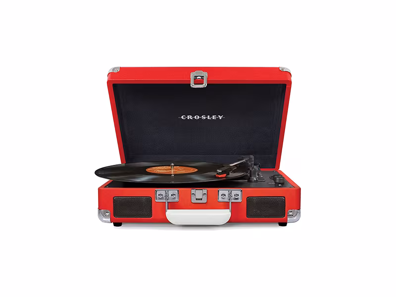 Crosley CR8005D-RE Cruiser Deluxe Portable 3-Speed Turntable with Bluetooth