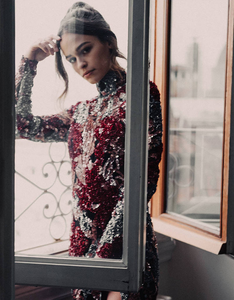 Elie Saab Sequins & Beads Embellished Tulle Dress