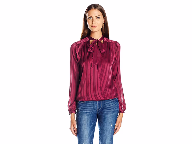 Guess Long Sleeve Bellissa Surplice Shirt