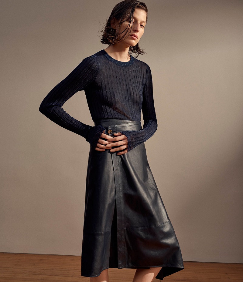 Helmut Lang Leather Asymmetric Wrap Skirt