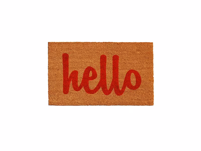 Home & More Natural/Red Script Hello Doorma