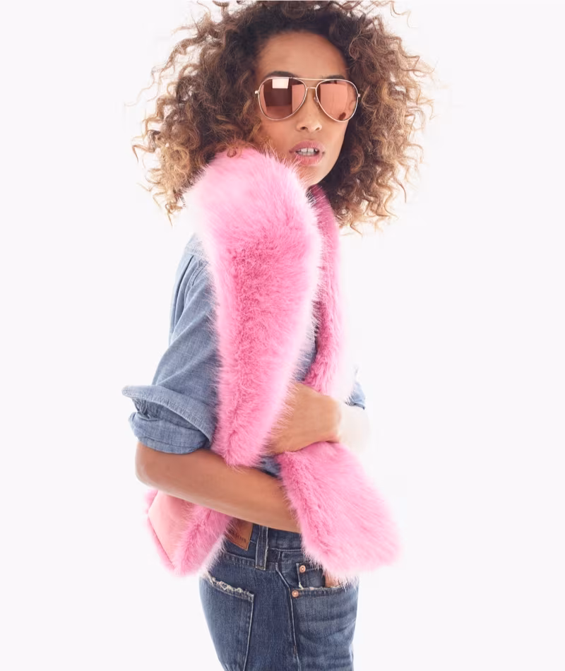 J.Crew Bright Pink Faux-Fur Stole