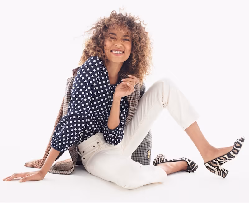 J.Crew Silk Top In Polka Dot