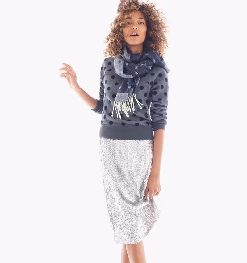 J.Crew Textured Polka Dot Raglan Sweatshirt