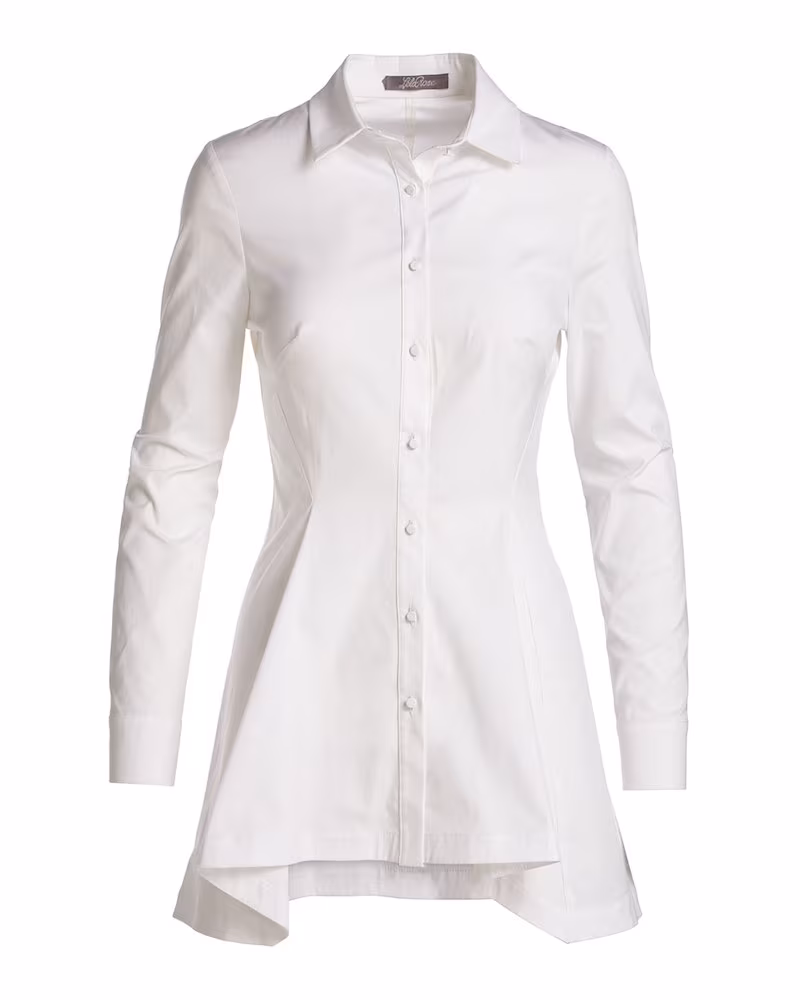 Lela Rose Flared-Hem Long-Sleeve Blouse