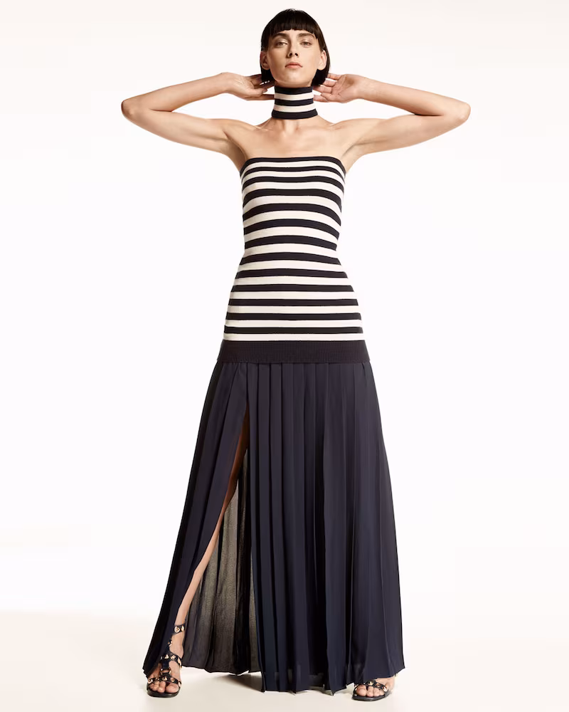 Michael Kors Pleated Front-Slit Maxi Skirt