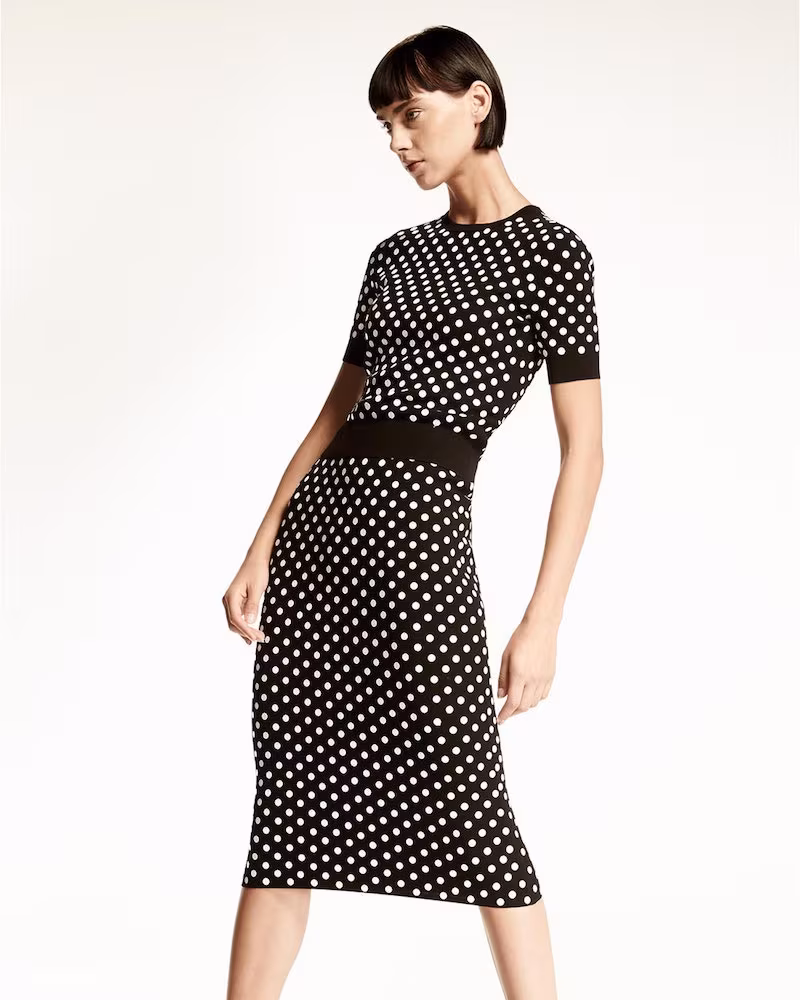 Michael Kors Polka-Dot Short-Sleeve Crewneck Sweater