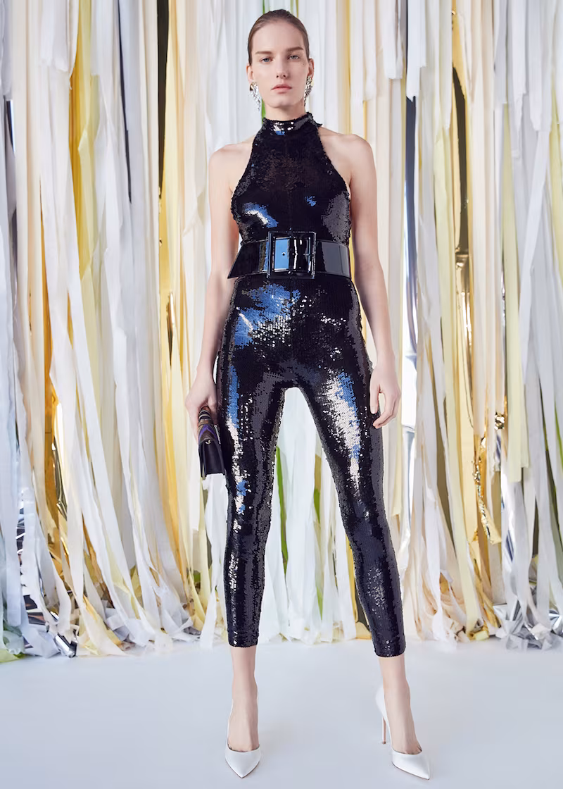 Saint Laurent Paillette Embroidery Jersey Jumpsuit